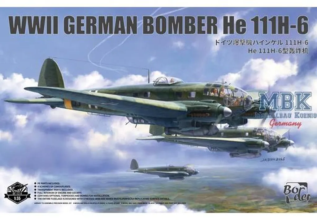 Maquette d'avion He 111H-6 Border Model BF-018 Bombardier de la Luftwaffe