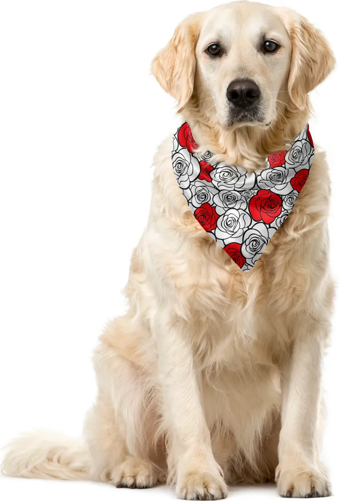 ABAKUHAUS Bandana Cani Fiori Amore 40x40cm - Accessorio Romantico