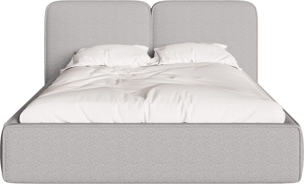 FEDVE Polsterbett Lauga aus Bouclé-Stoff 160x200 cm, Grau