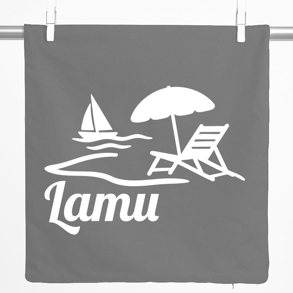 Huuraa Kissenbezug Lamu Inselmotiv Kenia 40x40cm Steel Grey Baumwolle Dekokissenbezug Geschenkidee