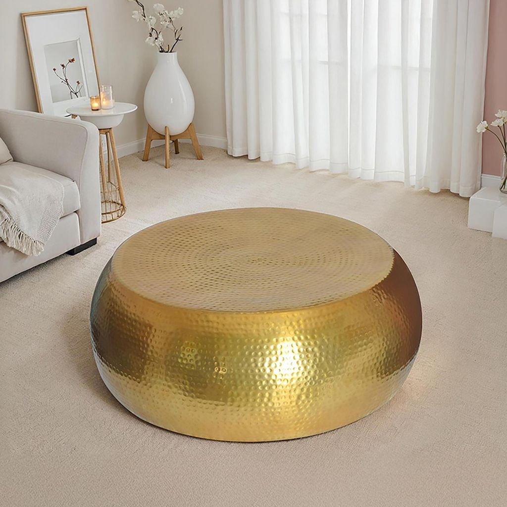 riess-ambiente Runder Couchtisch ORIENT 80cm messing Metall Aluminium Hammerschlag Design Beistelltisch Tisch Ablagetisch