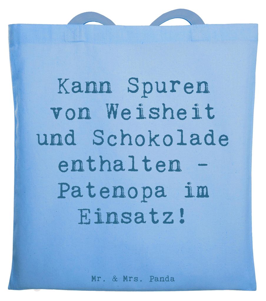 Mr. & Mrs. Panda Uni Tasche Spruch Patenopa und Weisheit - Sky Blue - Geschenk, Tote Bag, Einkaufstasche, Handgemacht, Familie, Verwandte, Humor, S...