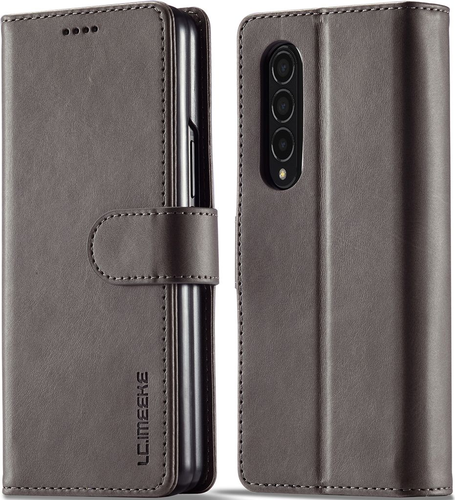 Galaxy Z Fold4 Hülle, Klapphüllen Brieftasche Leder Magnetverschluss Ständer Schutzhülle für Samsung Galaxy Z Fold 4 5G Gris