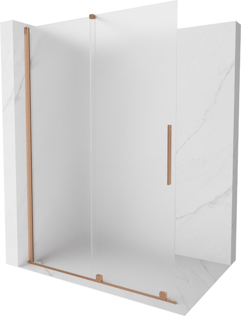Mexen Velar Duschwand schiebbar Walk-in 150 x 200 cm, satiniert 8 mm, gebürstetes Messing - 871-150-000-33-65
