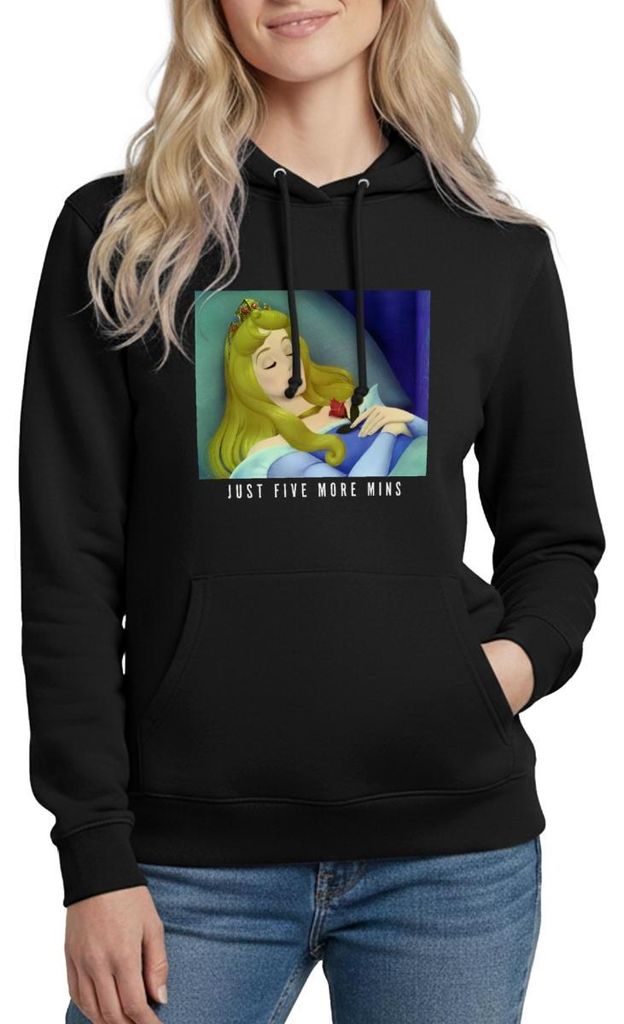 Dornrösschen Schlafend Five More Minutes Damen Hoodie, XL, Schwarz