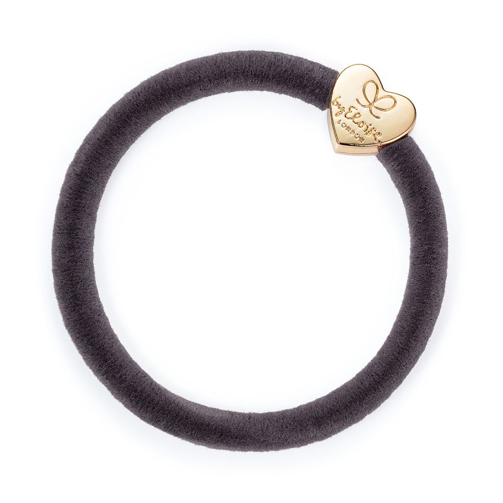 By Eloise London Gold Heart Velvet French Grey Produktbild 
