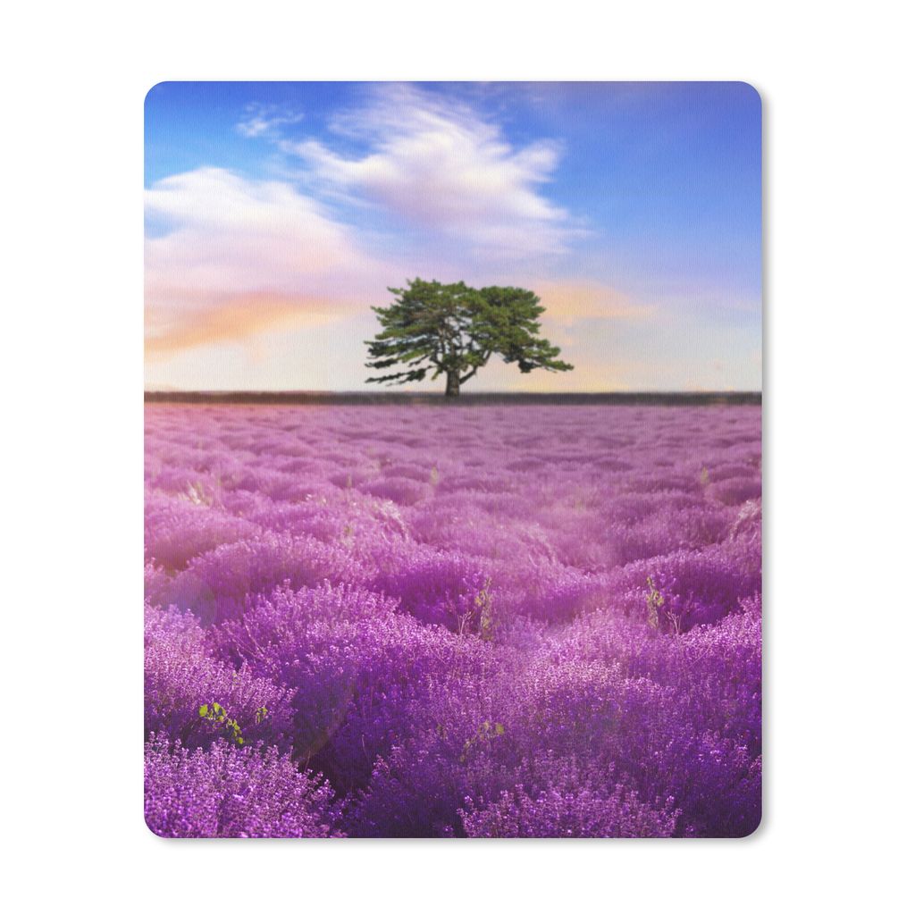MuchoWow Mauspad Mousepad Lavendel - Baum - Sonnenuntergang - Lila 19x23 cm - Mousepads - Maus Mat - Pad - Mausunterlage - Mauspads - Spielen