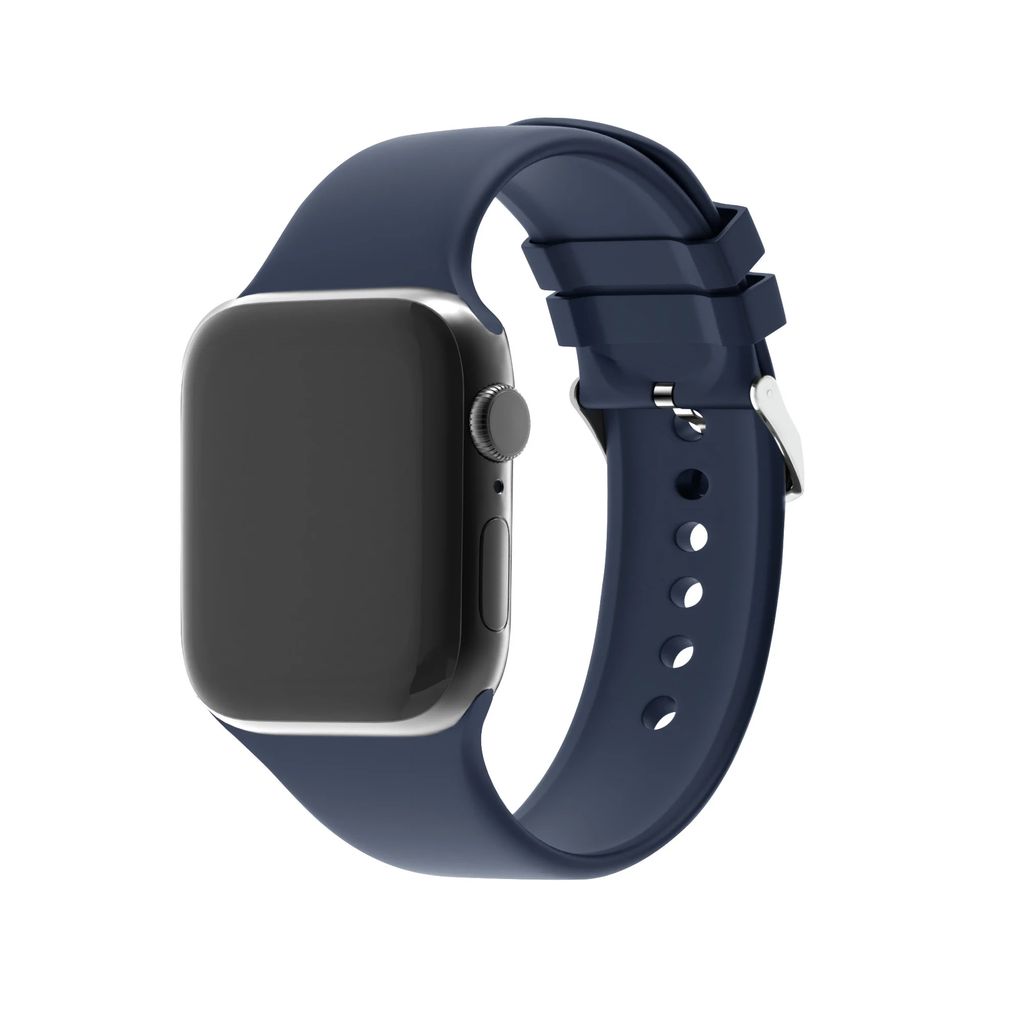 Strap-it Apple Watch 8 Silikon-Schnallenband (Dunkelblau)