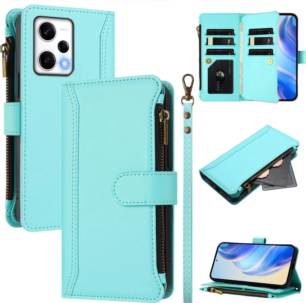 YUEQIAN Cover per Xiaomi Redmi Note 15 5G(4G)/Poco M8 5G, Custodia con Motivo Tulipano Farfalla Fiori in PU Pelle Flip Libro Portafoglio, Case Antiurto con Slot per Carte e Supporto. Verde