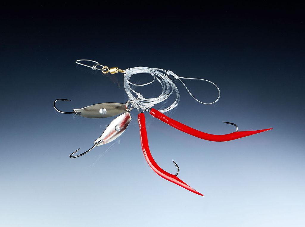 Balzer Gummi Makk-Dorschblinker System klein - Meeresvorfach, Farbe:Weinrot