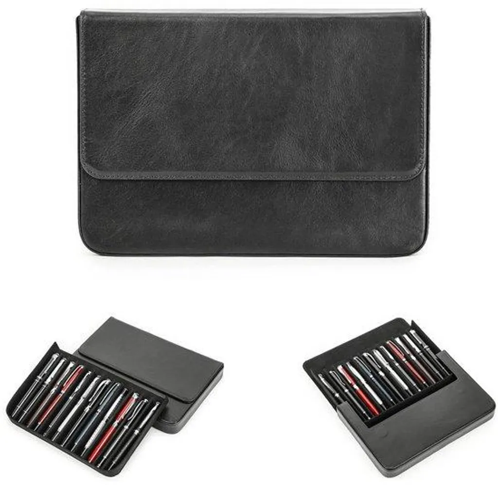 Étui cuir noir 12 crayons : protégez vos mines avec l'aimant intégré