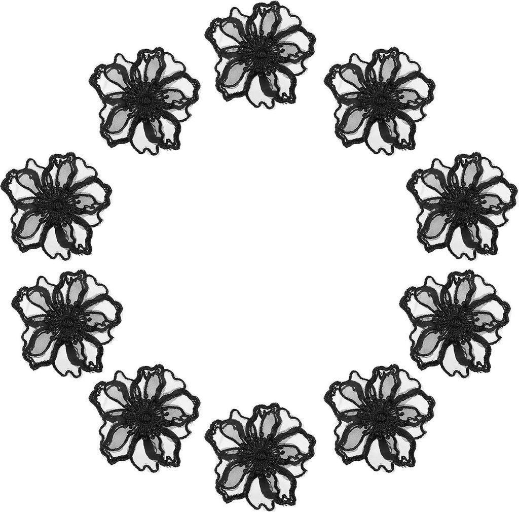 10 Stück Eisen Patches Spitze Blume Applikation Organza Chic Gestickt Nähen auf Abzeichen für DIY Kleidung Kleid Hut Jeans Rucksack Reparatur Sc...