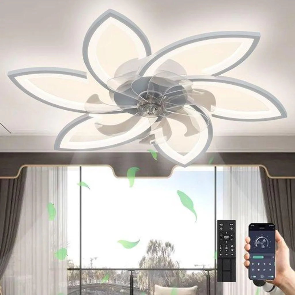 Luminaire ventilateur de plafond discret pour salon et grande chambre
