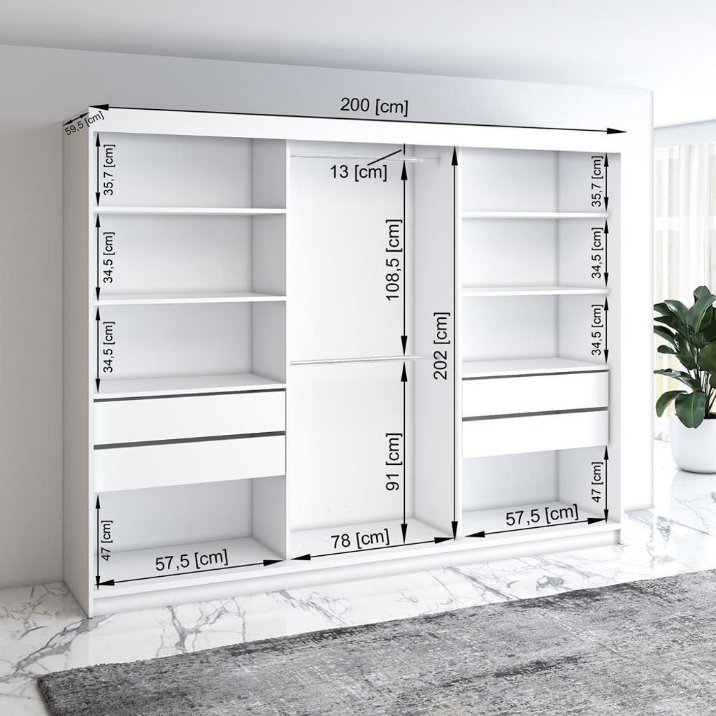 Schwebetürenschrank, 3-türig Schrank mit 4 Schubladen! Produktbild 