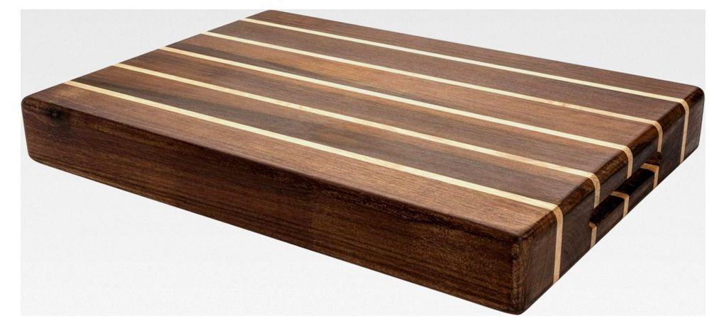 Grunwerg Rockingham Forest Multi-Holz Schneidebrett – Akazie, Verkohlte Akazie & Kautschukholz – Rechteckig, 35 x 25 x 4,5 cm, Extra dick