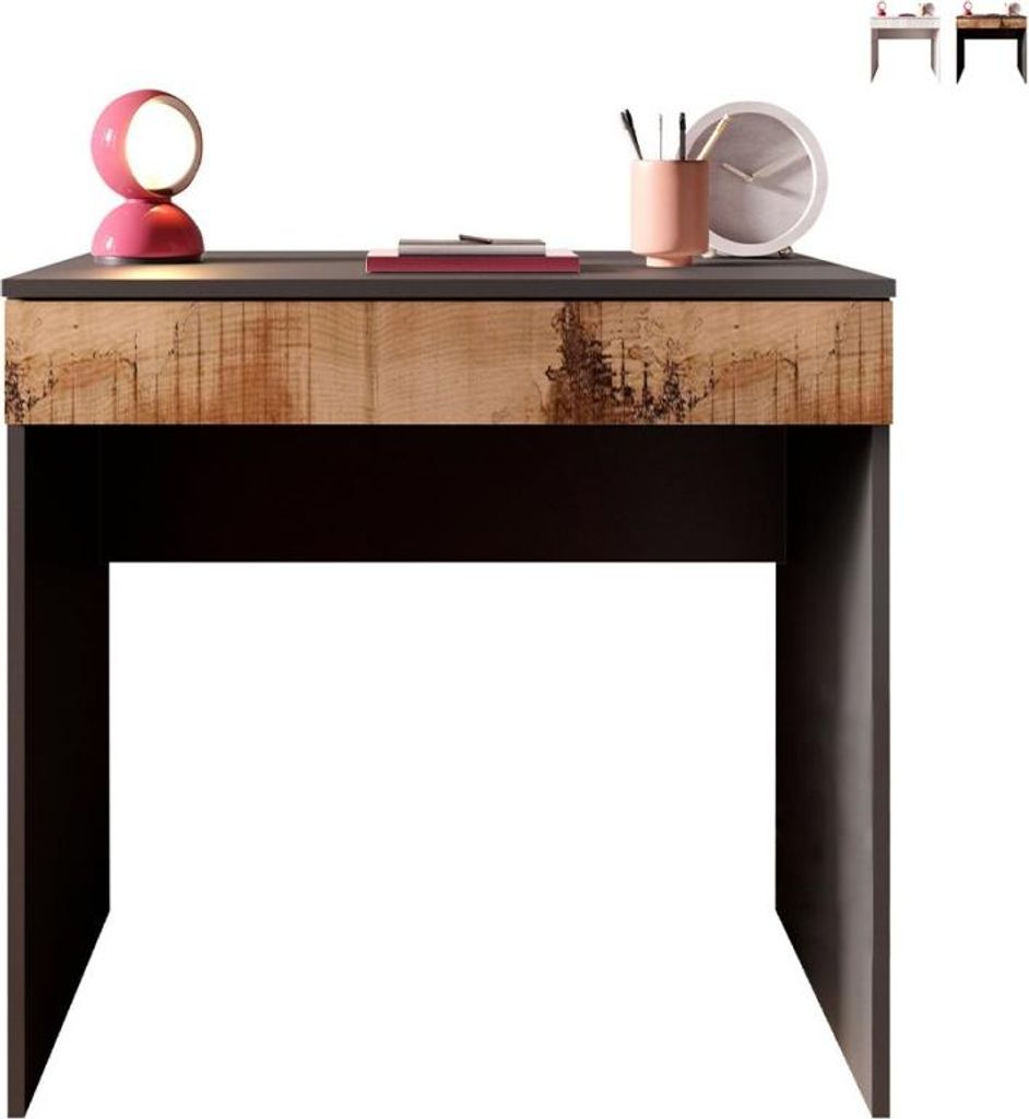 Platzsparender 78x50x76cm Bürotisch mit Schublade Kirk - Schwarz