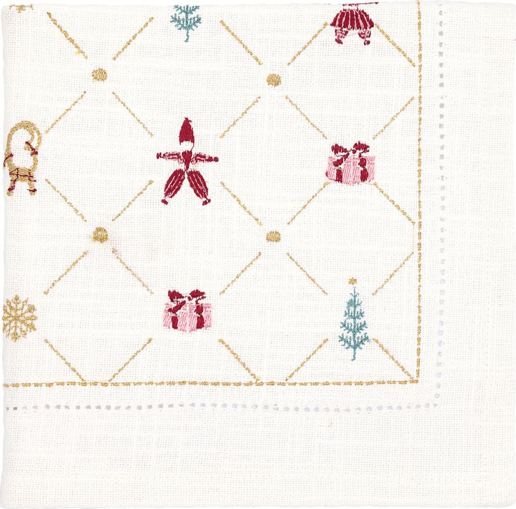 Greengate Clarina Stoffserviette mit Stickerei white 40x40cm