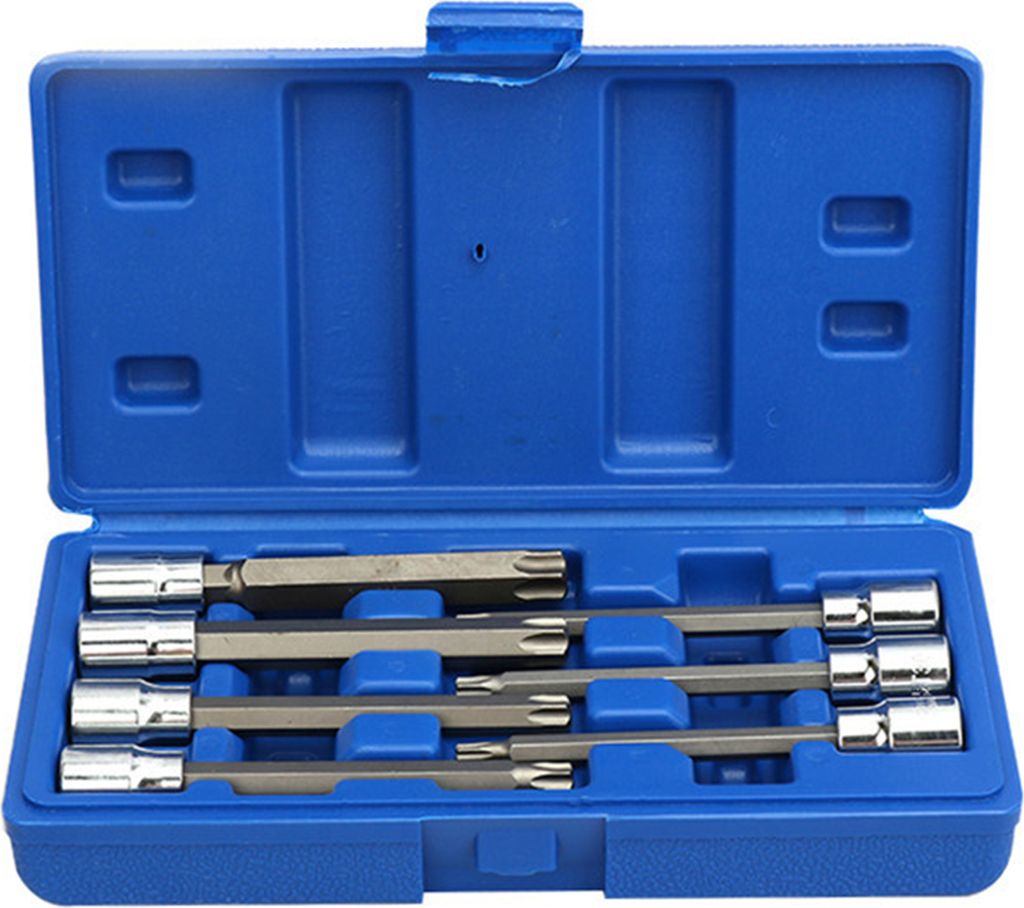 Extra langer Torx-Stern-Bit-Steckschluesselsatz, hochwertiger Cr-V-Stahl, 7-teiliger Stern-Bit-Satz T25 T30 T40 T45 T50 T55 T60, 3/8-Zoll-Antrieb, ...