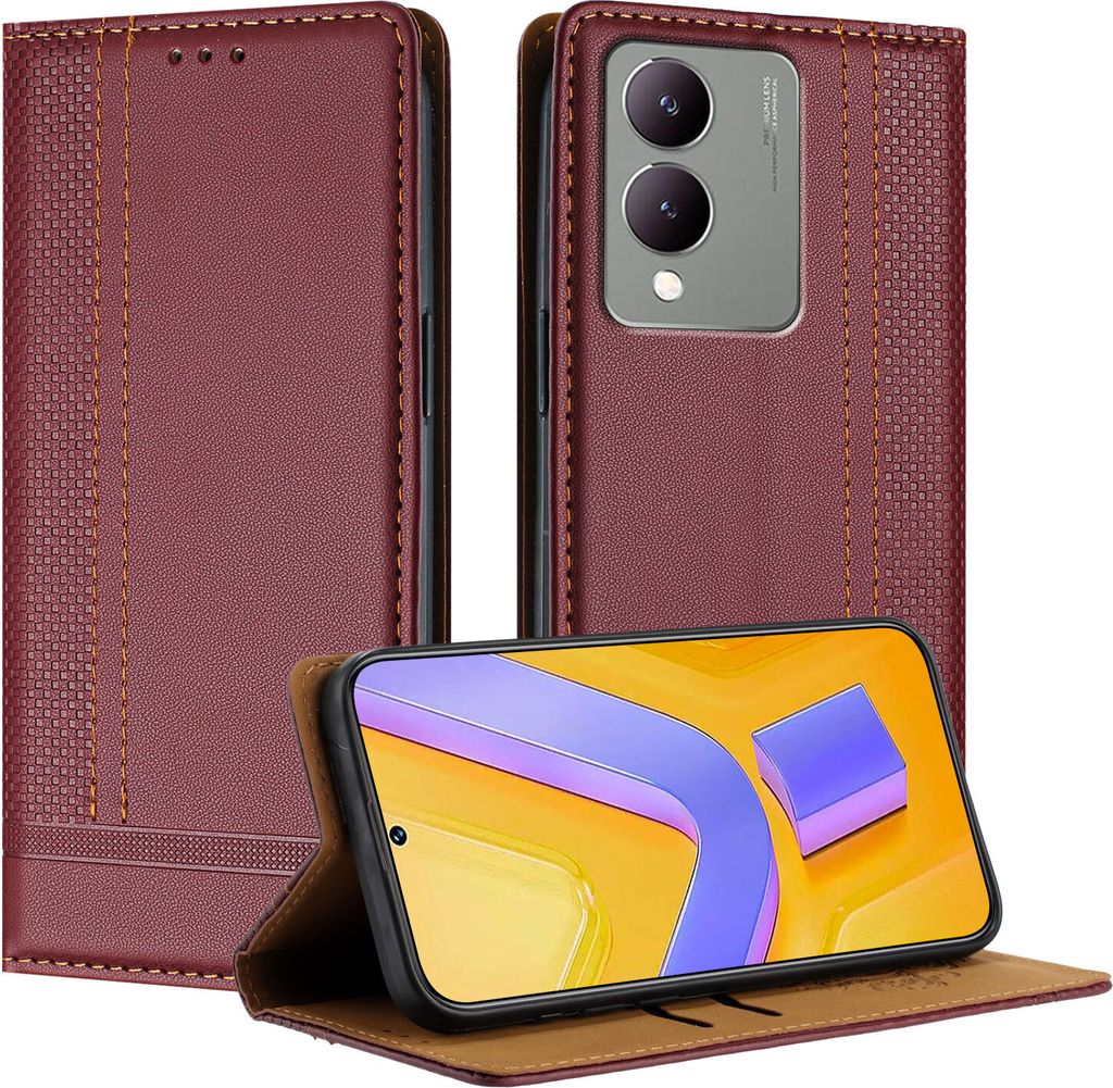 Handyhülle für Vivo Y17S Leder Flip Klappbare Schutzhülle Produktbild 