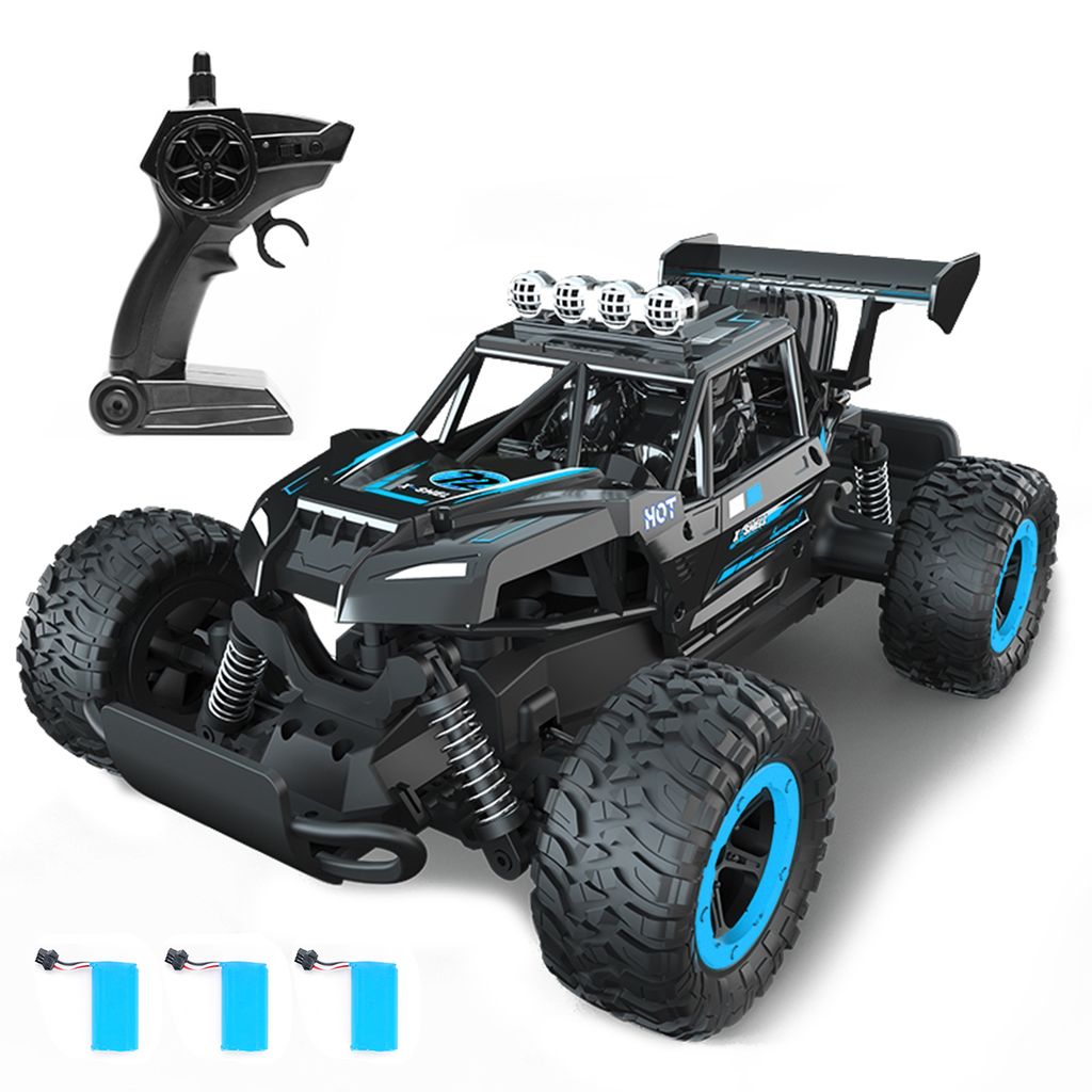 Ferngesteuertes Auto, 2,4 GHz Hochgeschwindigkeits-Allrad-Elektro-Gelaendewagen mit Lichtern, 3 wiederaufladbaren Batterien fuer Erwachsene, Kinder...