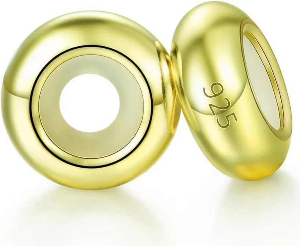 Distanziatore Stopper Argento 925 Placcato Oro Tappo Gomma Sicurezza