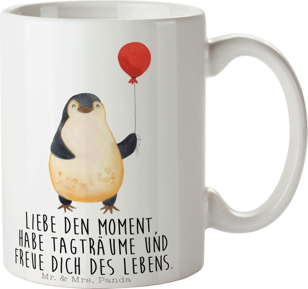 Mr. & Mrs. Panda haferl Pinguin Luftballon - Weiß - Geschenk, Liebe, Beste Freundin, Geschenkidee, kaffeebecher bedruckt, Tasse, Kaffeetasse, Bech...
