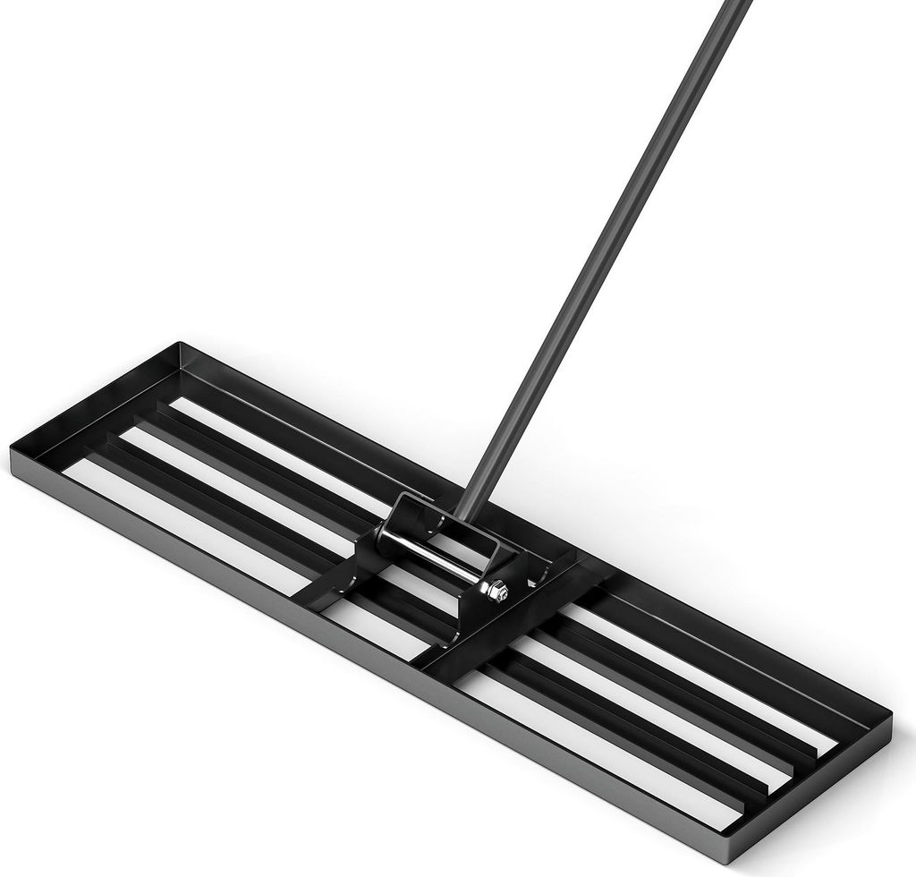 Rasennivellierrechen mit Metall, Rasenrechen mit ergonomisch langen Stielen, rutschfesten Griffen & 180° drehbaren Rechenköpfen, Schwarz