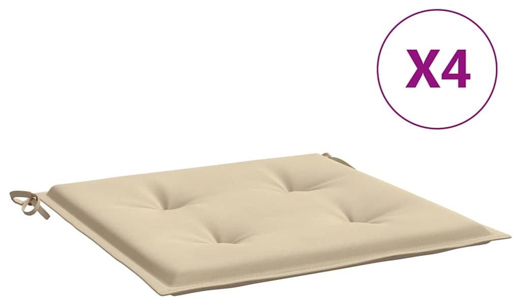 vidaXL Cuscini per sedie da giardino 4 pz. Beige 40x40x3 cm Immagine del prodotto 