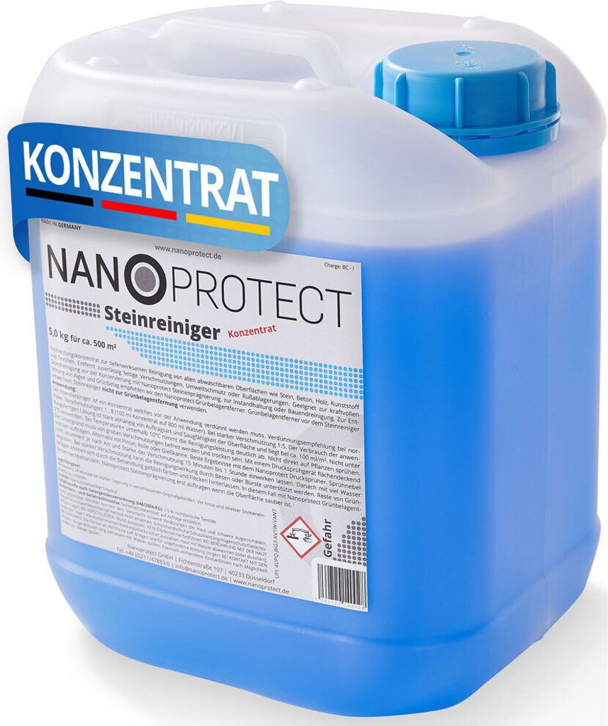 Nanoprotect Steinreiniger Konzentrat | 5 kg für ca. 500 m² | Intensivreiniger für Außenanlagen | Ideal für Haus, Hof und Garten