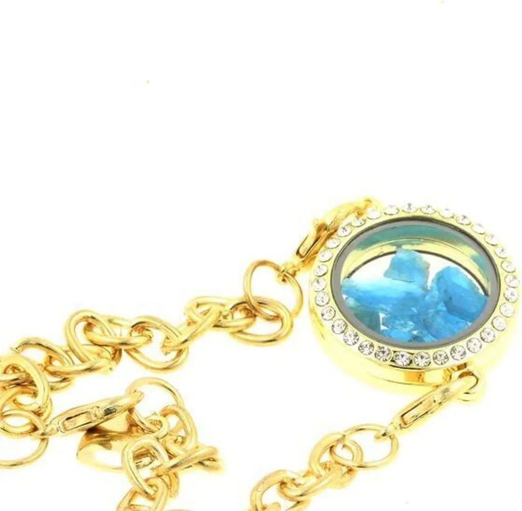 Bracelet pierre bleue néon 25 mm, apatite brute et style Medallion chic