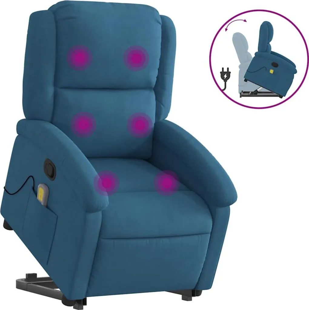 Fauteuil de massage releveur : soulagez votre dos avec le velours bleu