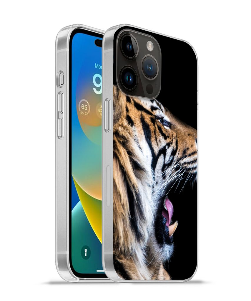 MuchoWow Handyhülle Schutzhülle Hülle für Apple iPhone 14 Pro - Softcase Tiger - Tiere - Porträt Silikon Softcase Handy Hülle - Umschlag