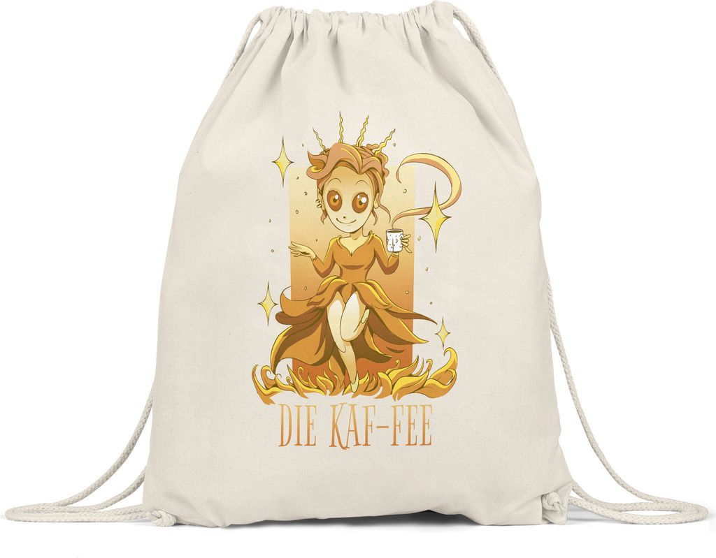Die Kaf-fee Turnbeutel Gymsack Morgens Frühstück Fee Fairy Kaffeeliebhaber Coffeelover Latte Chef Kaffee Coffee
