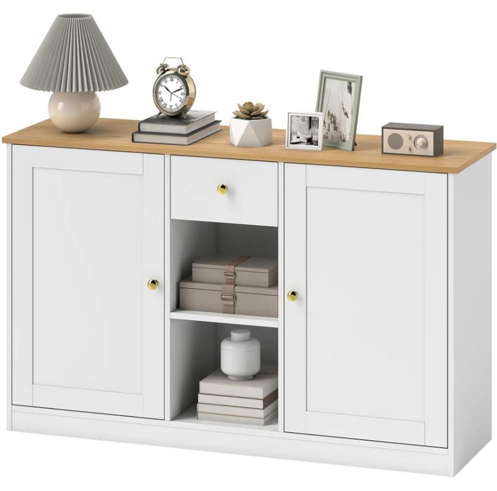 Kommode, Küchenschrank, Moderne Sideboard mit Schublade, Schränken, Regalen Mehrzweckschrank weiß