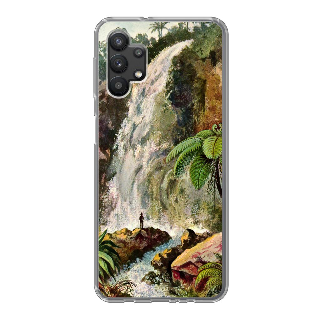 MuchoWow Handyhülle Schutzhülle Hülle für Samsung Galaxy A32 5G Wasserfall - Kunst - Alte Meister Silikon Softcase Handy Hülle - Softcase