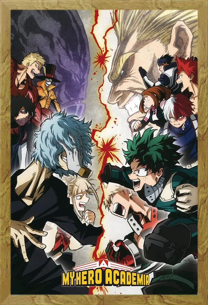 My Hero Academia Poster Eroi vs Cattivi con Cornice Shinsuke Rovere