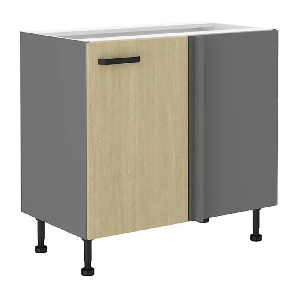 Rangement d'angle MYRIAM 105 cm pour chambre - Anthracite et Motifs
