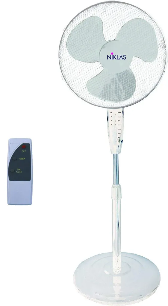 Ventilateur sur pied Niklas Comfort à 3 pales avec télécommande - Blanc