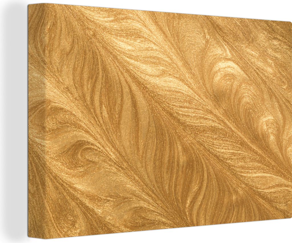 OneMillionCanvasses - Leinwandbilder - 150x100 cm, Goldene Federn Textur, Wandbilder Kunstdruck Wanddekoration