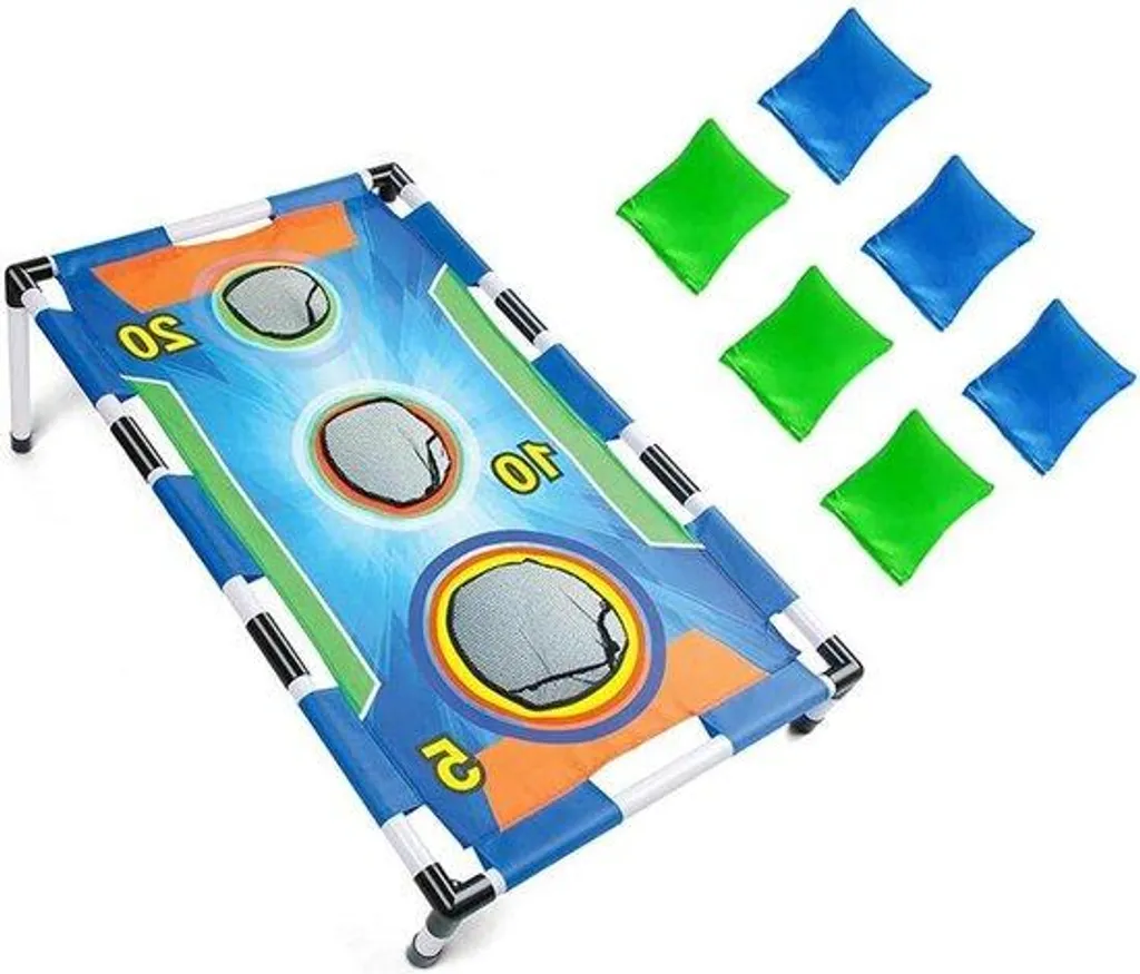 Jeu de cornhole pliable extérieur avec 6 boules de lancer en bois