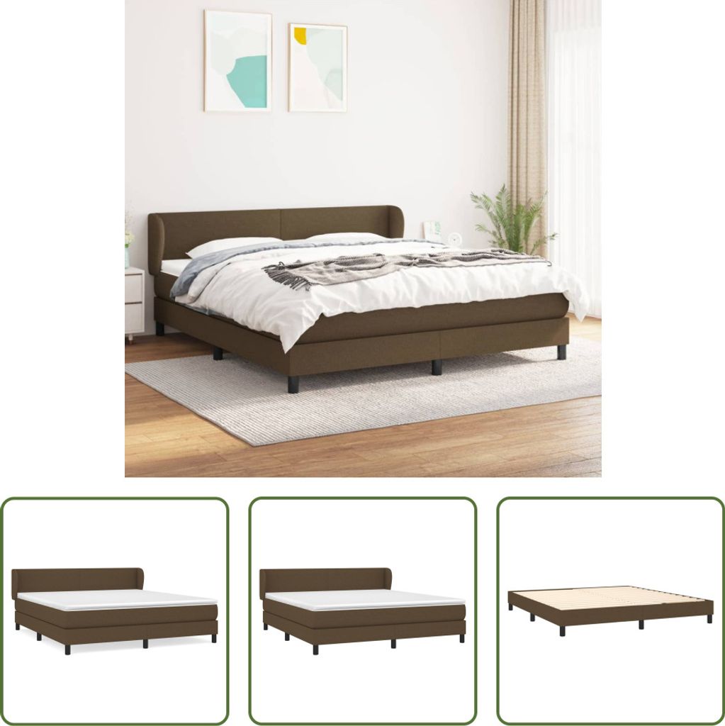 The Living Store Boxspringbett mit Matratze Dunkelbraun 160x200 cm Stoff