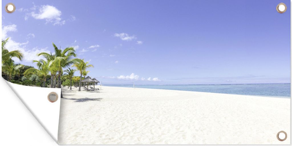 MuchoWow 160x80 cm Outdoor-Poster Gartendeko Sichtschutz Garten Poster für den Garten Strand - Sand - Palme