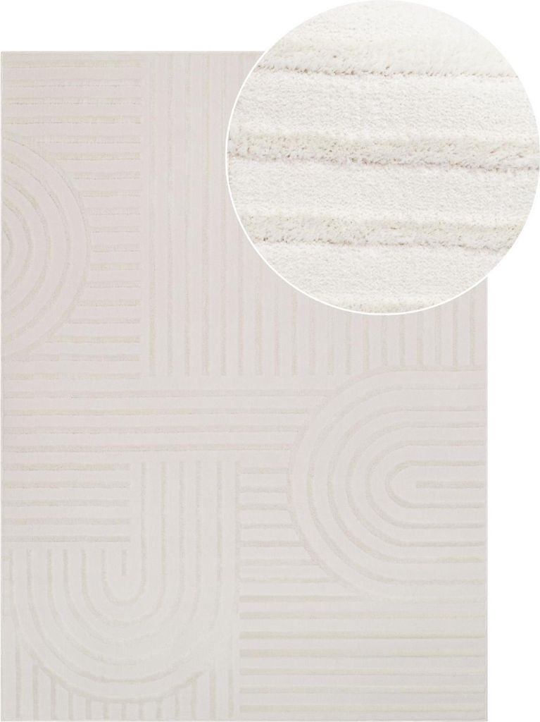 Tapiso Teppich HYGGE Modern Weiß Wohnzimmer Schlafzimmer Produktbild 