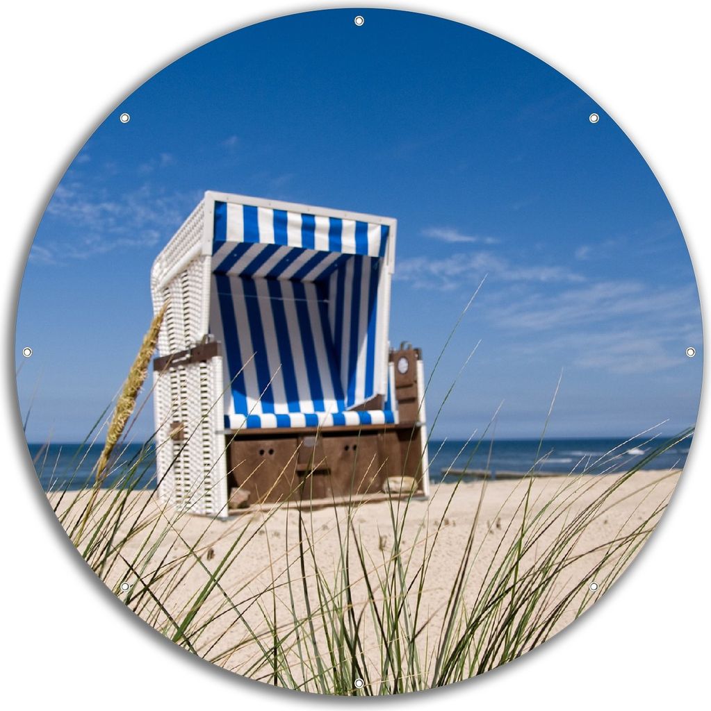 Wallario rundes Outdoor-Poster für Garten oder Balkon, Motiv Strandkorb, 60 cm Durchmesser