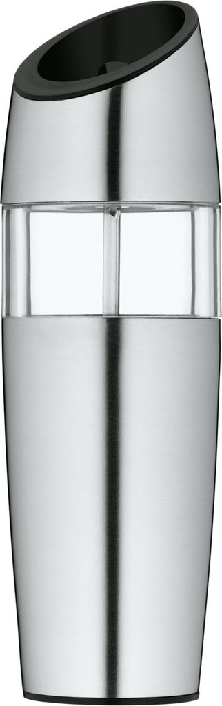 WMF Elektrische Kippmühle, Salz und Pfeffermühle, unbefüllt Cromargan, Edelstahl matt Glas, Keramikmahlwerk H 20 cm