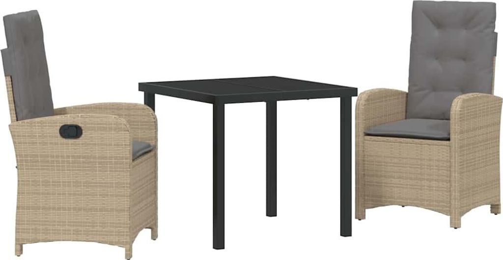 Garten Essgruppe mit Kissen 3 pcs Beige Poly-Rattan