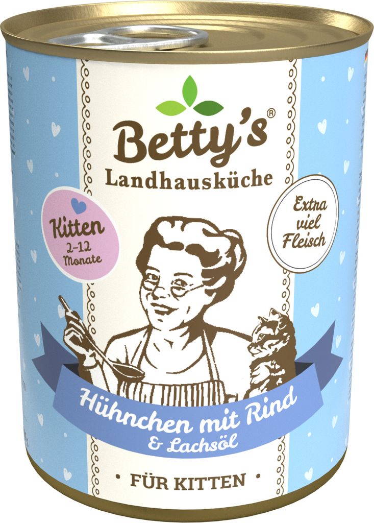 Bettys Landhausküche 6 x 400 Kitten Hühnchen&Rind Katzenfutter