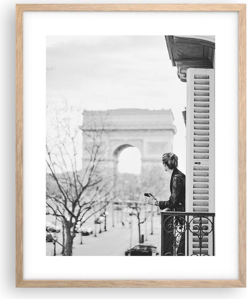 Gerahmtes Poster - Rahmen in heller Eiche - Bogen Triumphal Paris - 40x50 cm - Wand Bild - Wanddeko - Wandbilder - Kunstposter - Wandposter - Bilde...