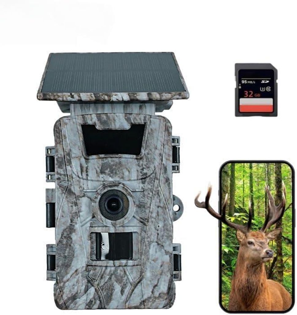 Wildkamera WLAN App 60MP 4K, Solar Wildtierkamera mit Produktbild 