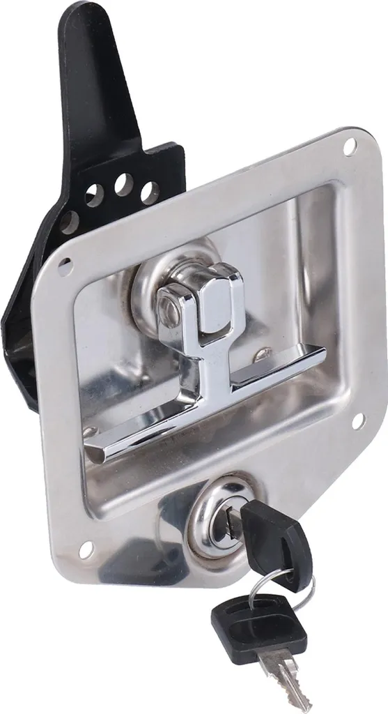 Poignée de verrouillage en T pour remorque inox chromé avec 2 clés